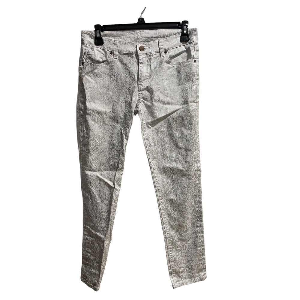 Ny& Co. White & Silver‎ Snakeskin Low Rise Skinny Ankle Jeans Size 0